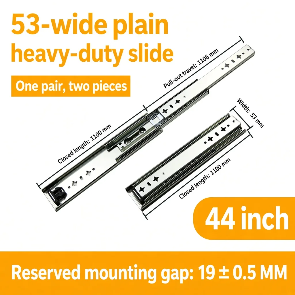 44 inch silver 53-wide plain heavy-duty slide — SL-912047337135-19