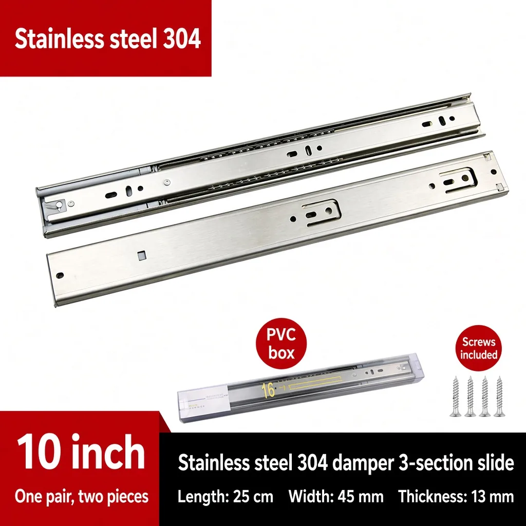 Stainless steel 304 damper 3-section slide, 10 inch — SL-600479146228-19