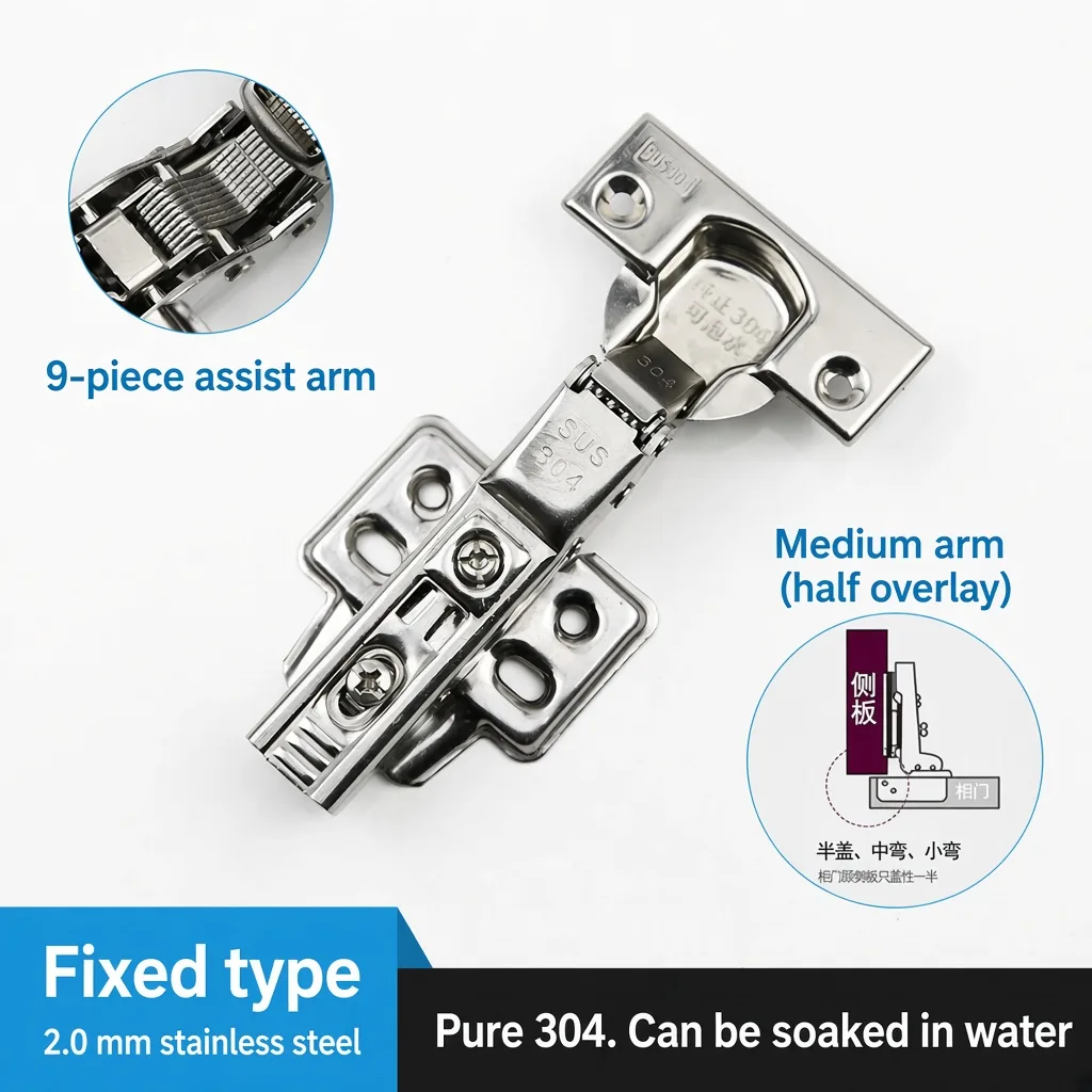 Fixed hinge, Medium arm, 2.0 mm — HN-855340420077-20