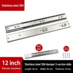Stainless steel 304 damper 3-section slide, 12 inch — SL-600479146228-20