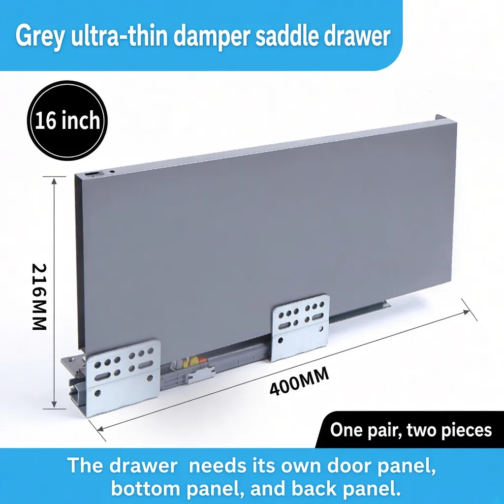Grey saddle drawer, 16 inch, 216 MM, 400 MM — SL-712086932965-22