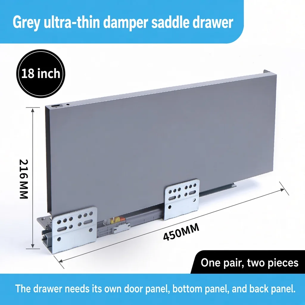 Grey saddle drawer, 18 inch, 216 MM, 450 MM — SL-712086932965-23