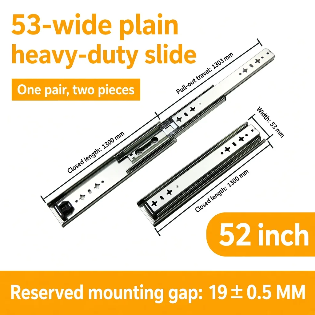 52 inch silver 53-wide plain heavy-duty slide — SL-912047337135-23