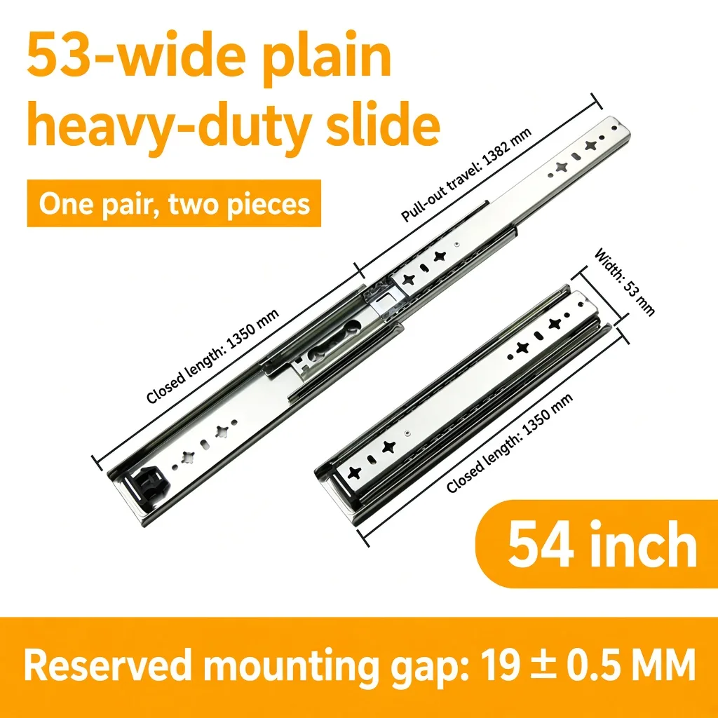 54 inch silver 53-wide plain heavy-duty slide — SL-912047337135-24