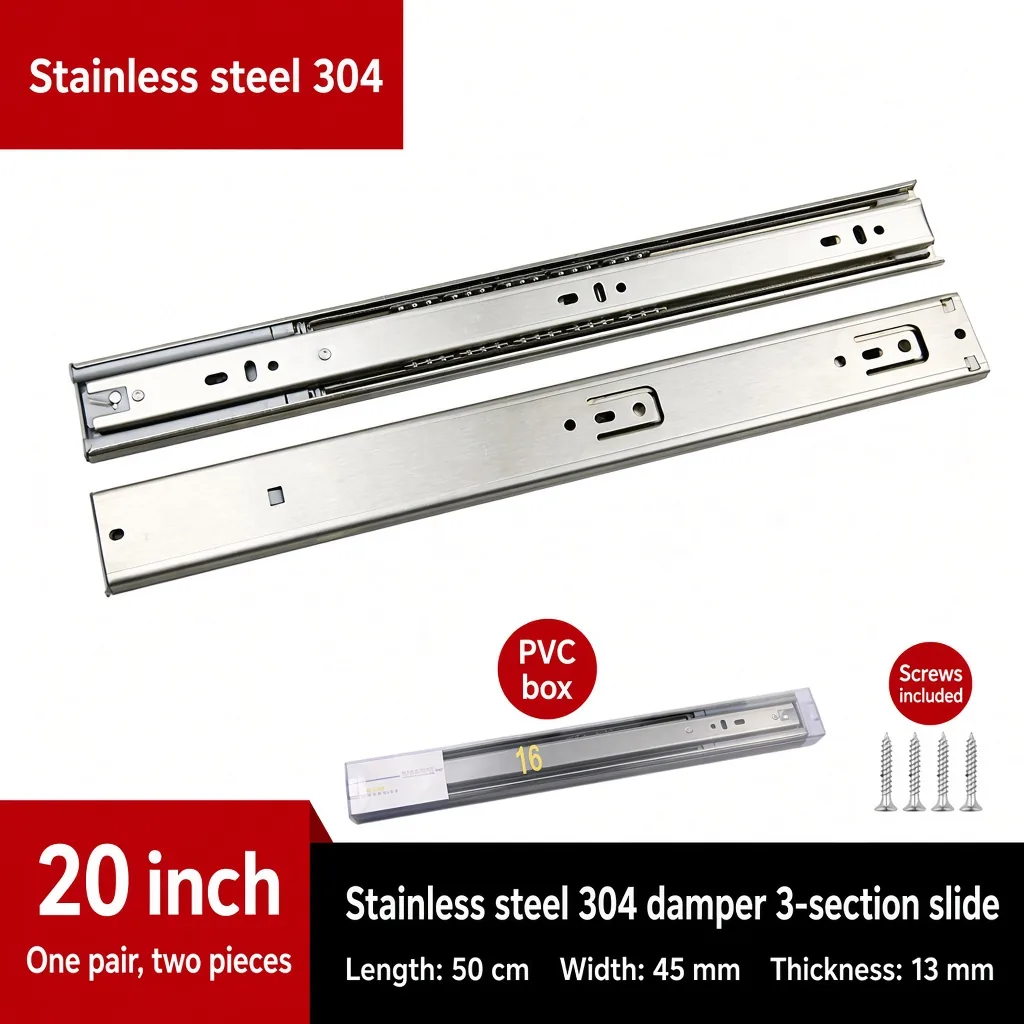 Stainless steel 304 damper 3-section slide, 20 inch — SL-600479146228-24