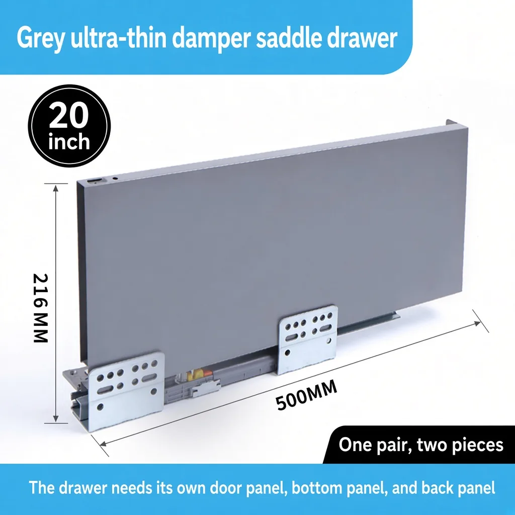 Grey saddle drawer, 20 inch, 216 MM, 500 MM — SL-712086932965-24