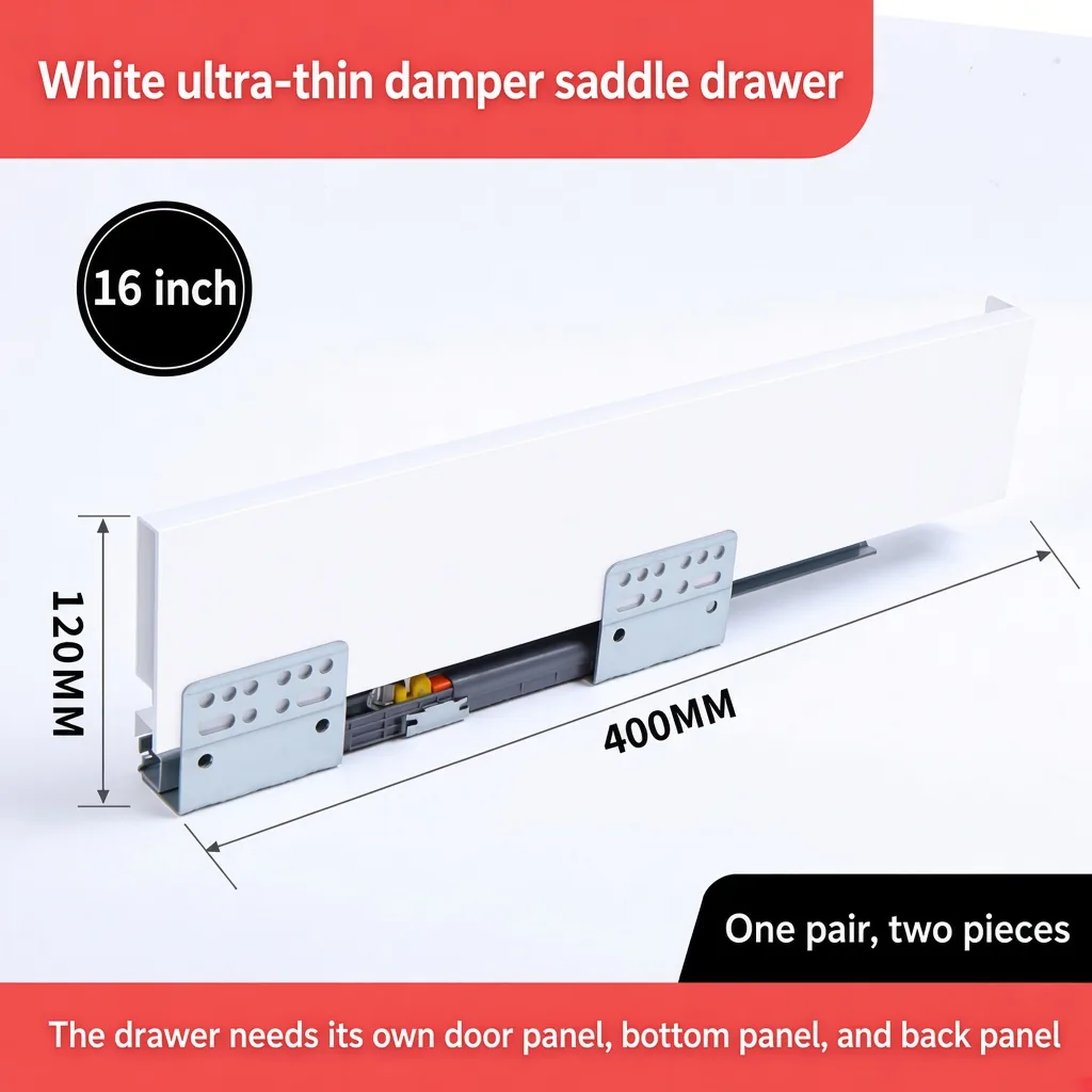 White saddle drawer, 16 inch, 120 MM, 400 MM — SL-712086932965-26