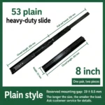 8 inch black 53 plain heavy-duty slide — SL-912047337135-28