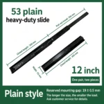 12 inch black 53 plain heavy-duty slide — SL-912047337135-30