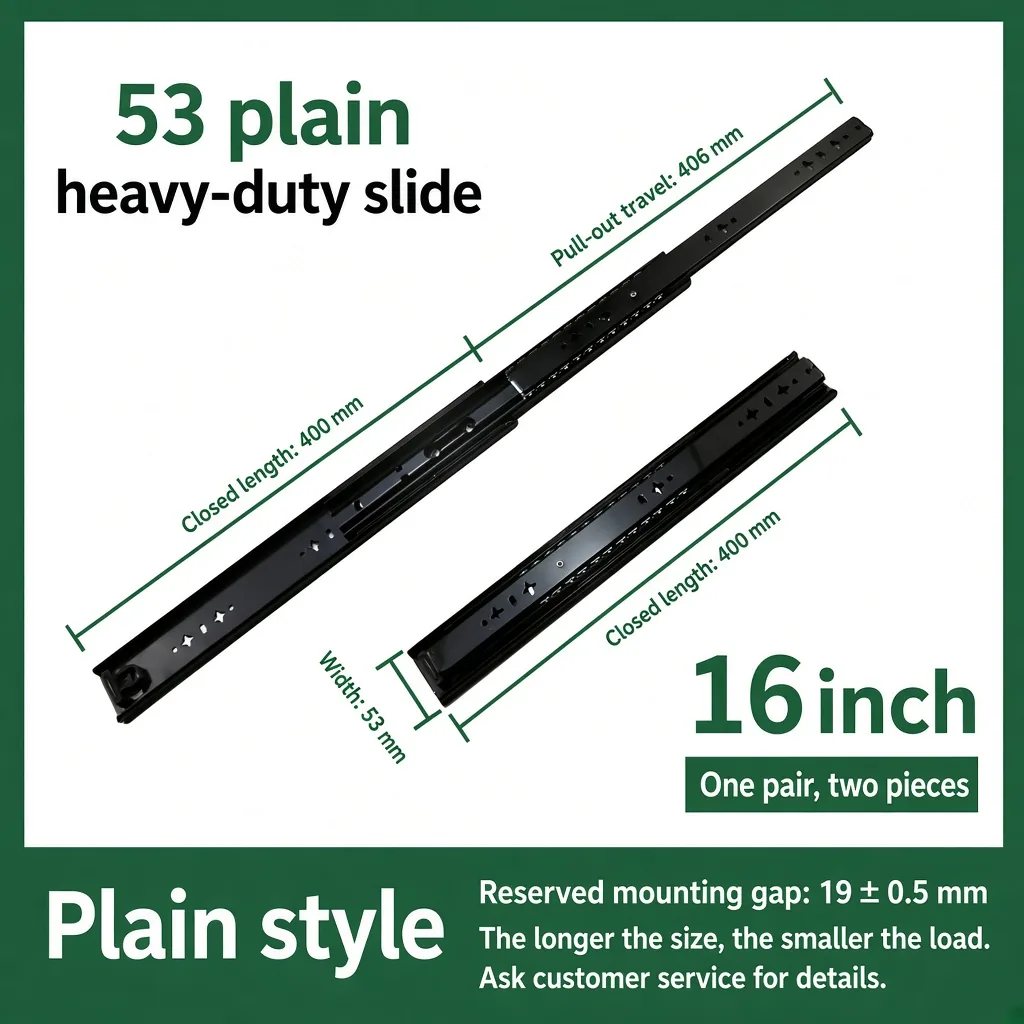 16 inch black 53 plain heavy-duty slide — SL-912047337135-32