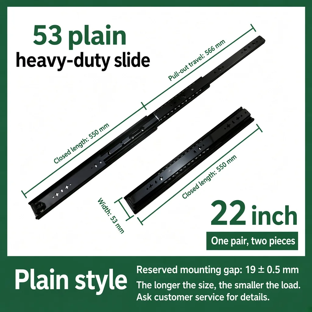 22 inch black 53 plain heavy-duty slide — SL-912047337135-35