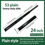 24 inch black 53 plain heavy-duty slide — SL-912047337135-36