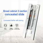 Bread cabinet 3-section concealed slide, silver — SL-610083966871-39