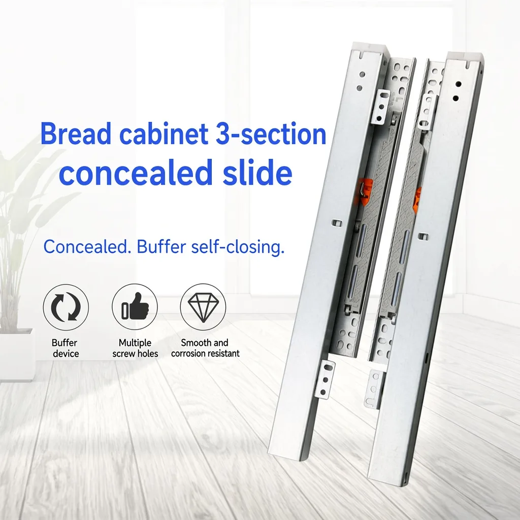 Bread cabinet 3-section concealed slide, silver — SL-610083966871-39