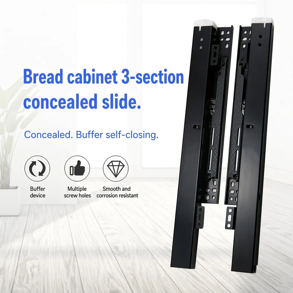 Bread cabinet 3-section concealed slide, black — SL-610083966871-40